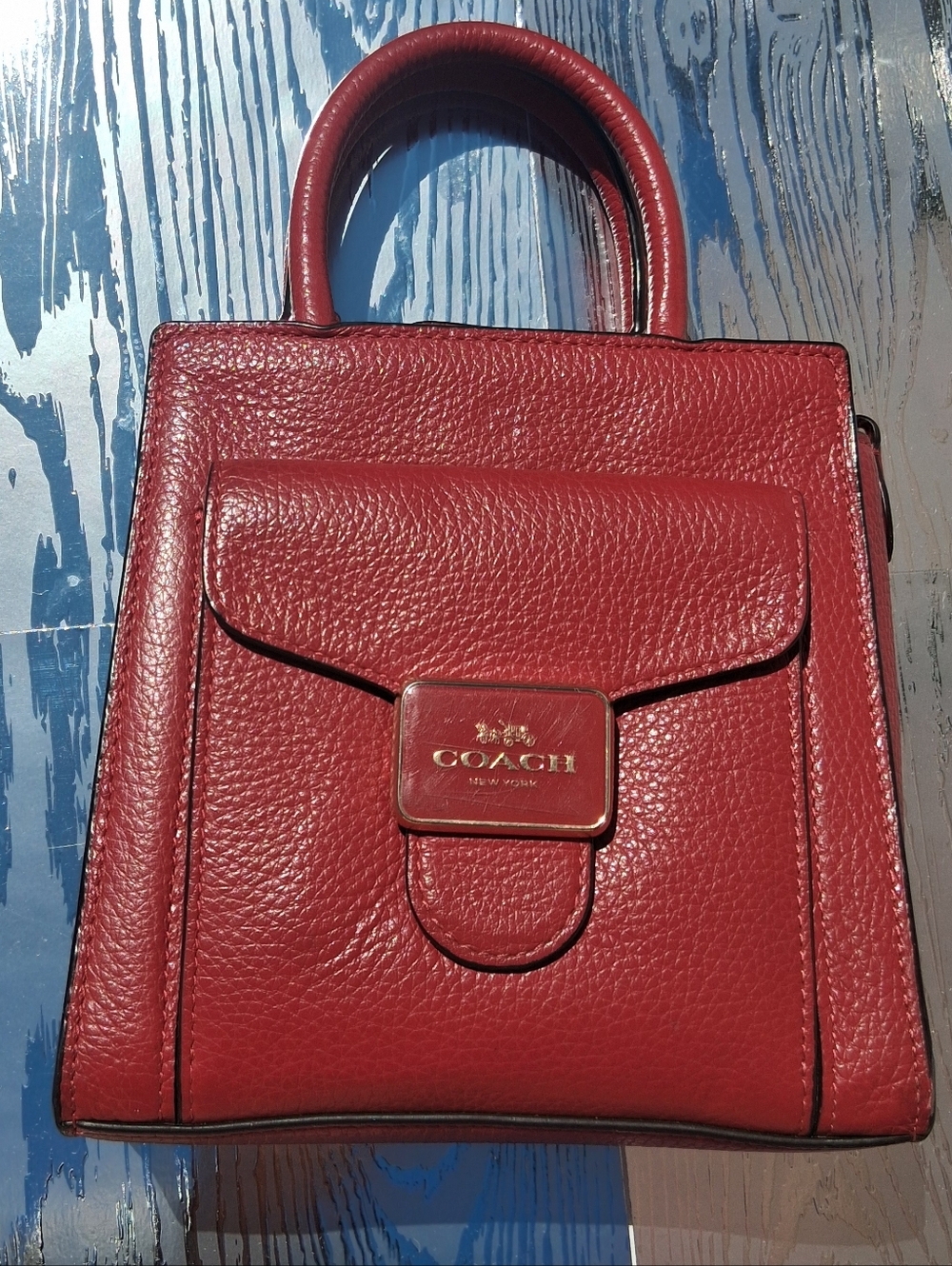 Coach Red Pebbled Leather Crossbody Bag With Matching Wallet - Picture 7 of 7
